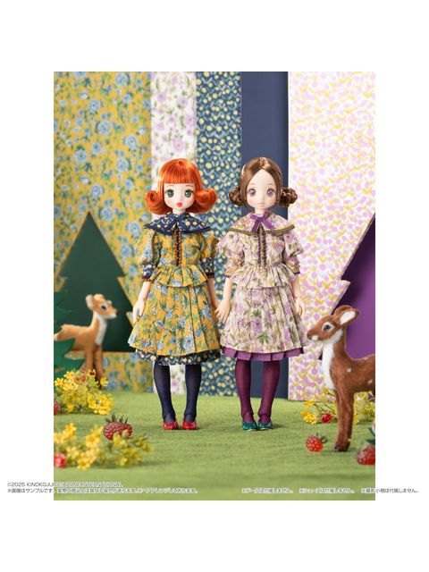 アゾン BonBons 花柄MIXブラウス＆スカートセット マスタード×ネイビー