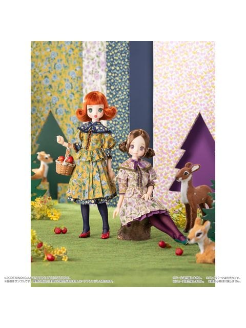 アゾン BonBons 花柄MIXブラウス＆スカートセット マスタード×ネイビー