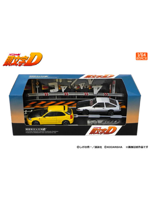 MODELER'S 1/64 頭文字D セットVol.12 舘智幸 東堂商会シビック(EK9) & 藤原拓海 トレノ(AE86）