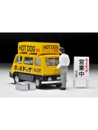 Tomica Limited Vintage LV-201a Subaru Sambar Light Van Hot Dog Shop (Yellow/Black) with Figure