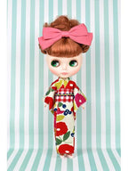 22㎝ドール用 フラワーユカタ レッド 「Blythe」 ブライス コスチューム