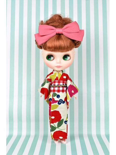 22㎝ドール用 フラワーユカタ レッド 「Blythe」 ブライス コスチューム