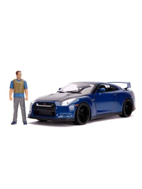 1/18 F&amp;F (7) 2009 Nissan GT-R R35 Blue/Black (Brian) [JADA31142] Includes Brian figure/lights turn on